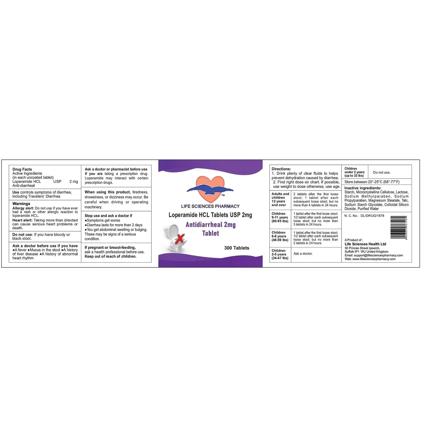 Anti-Diarrheal 2MG 300 Caplets - Fast Relief - Made in USA